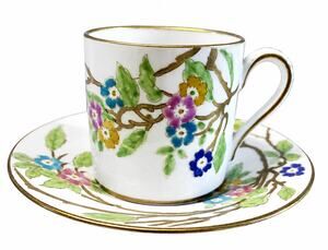 Vintage Hammersley Stoke-on-Trent England Floral Demitasse Tea Cup & Saucer